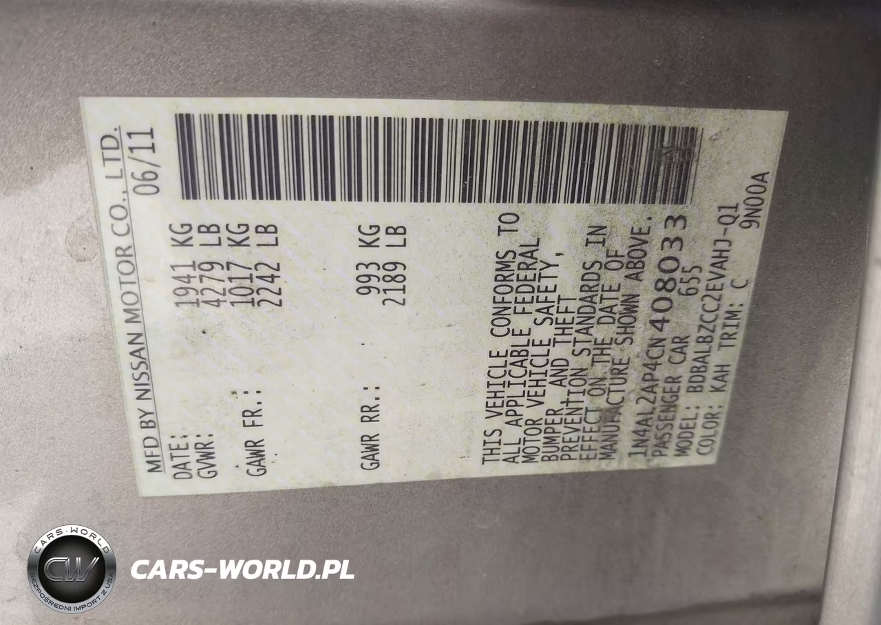 2012 Nissan Altima 2.5 S VIN:1N4AL2AP4CN408033 - 9