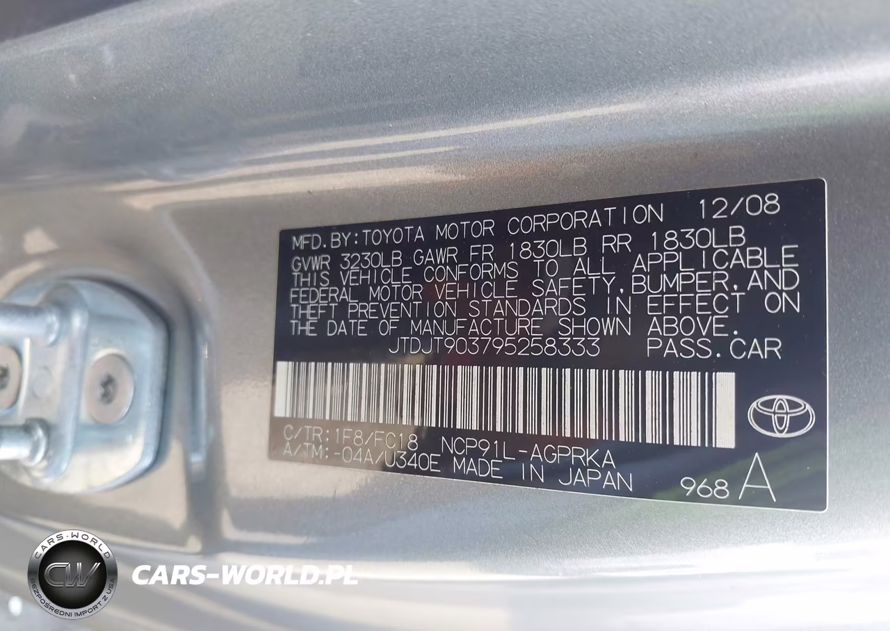 2009 Toyota Yaris VIN:JTDJT903795258333 - 9