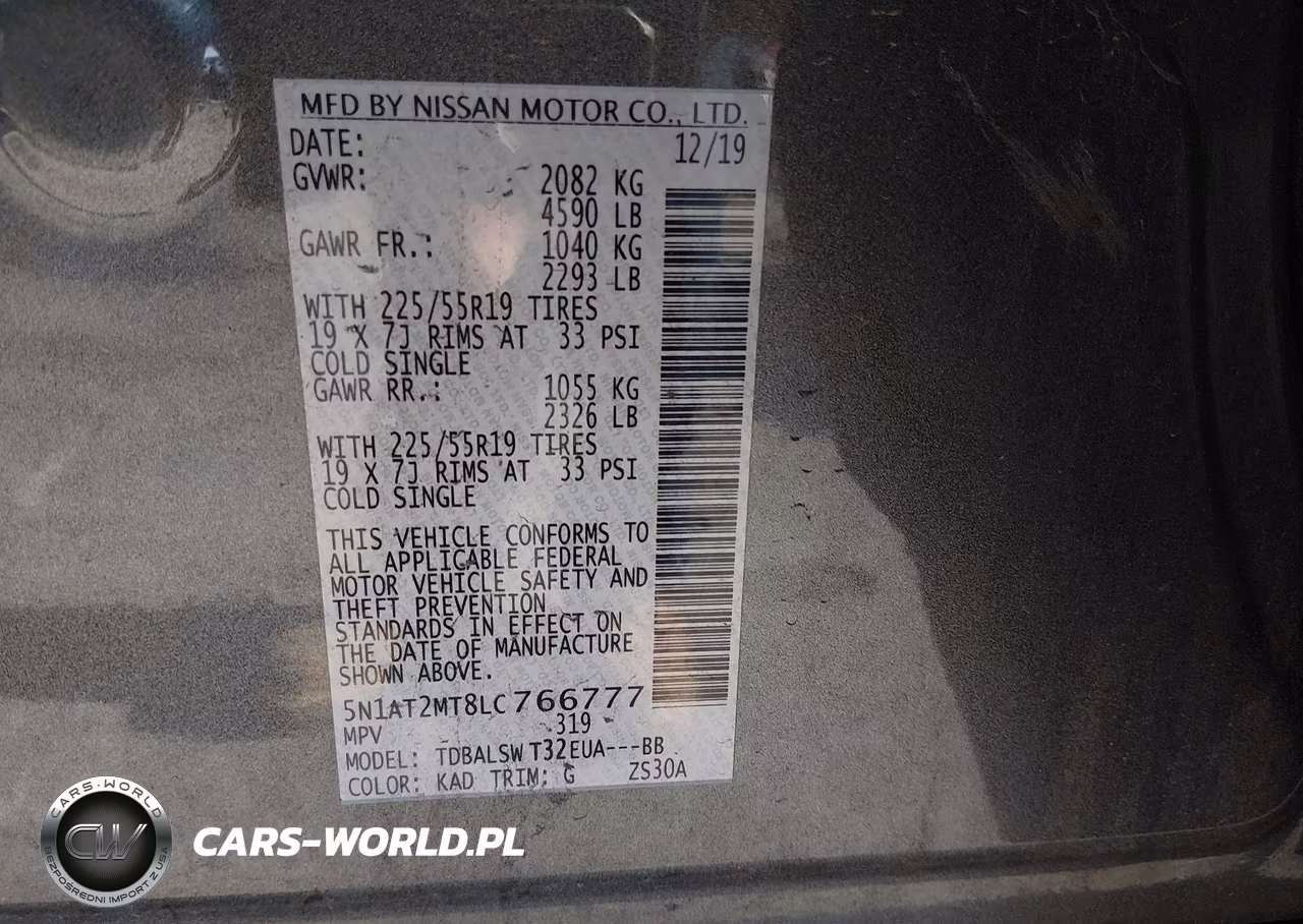 2020 Nissan Rogue Sl Fwd VIN:5N1AT2MT8LC766777 - 9