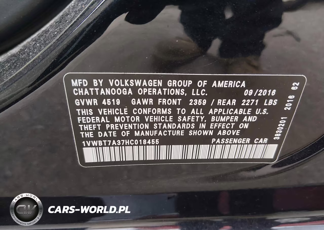 2017 Volkswagen Passat 1.8T Se VIN:1VWBT7A37HC018455 - 9