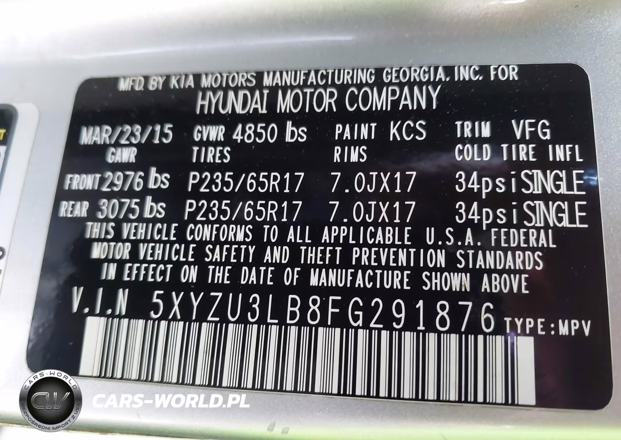 2015 Hyundai Santa Fe Sport 2.4L VIN:5XYZU3LB8FG291876 - 9