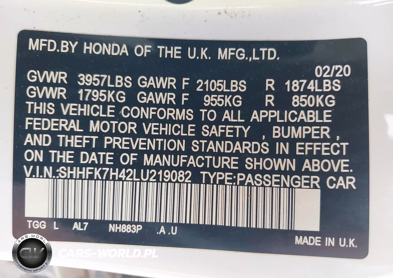 2020 Honda Civic Sport VIN:SHHFK7H42LU219082 - 9
