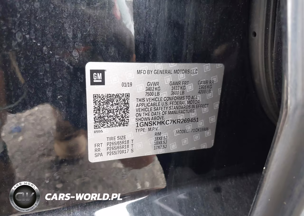 2019 Chevrolet Suburban Lt VIN:1GNSKHKC7KR269451 - 9