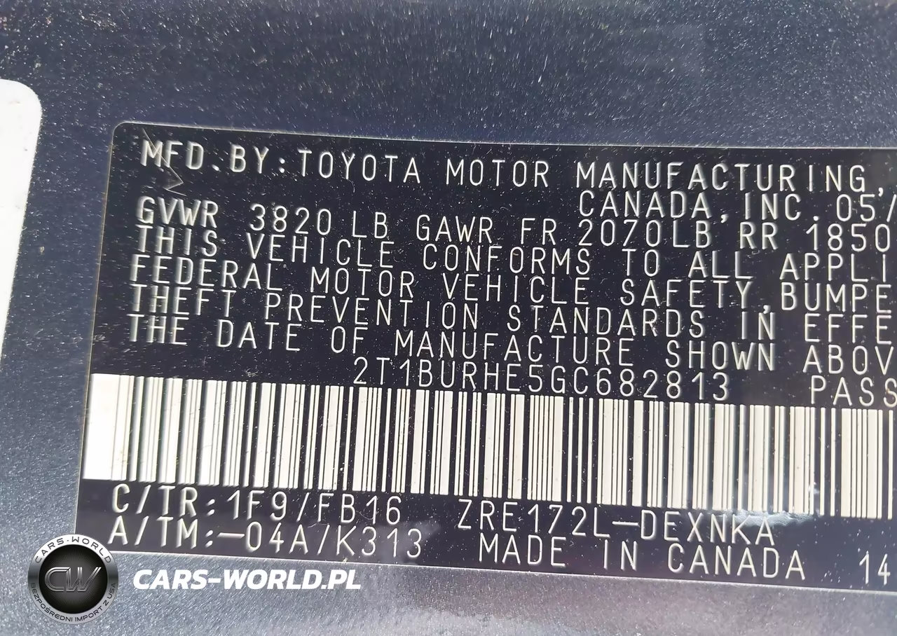 2016 Toyota Corolla Le VIN:2T1BURHE5GC682813 - 9
