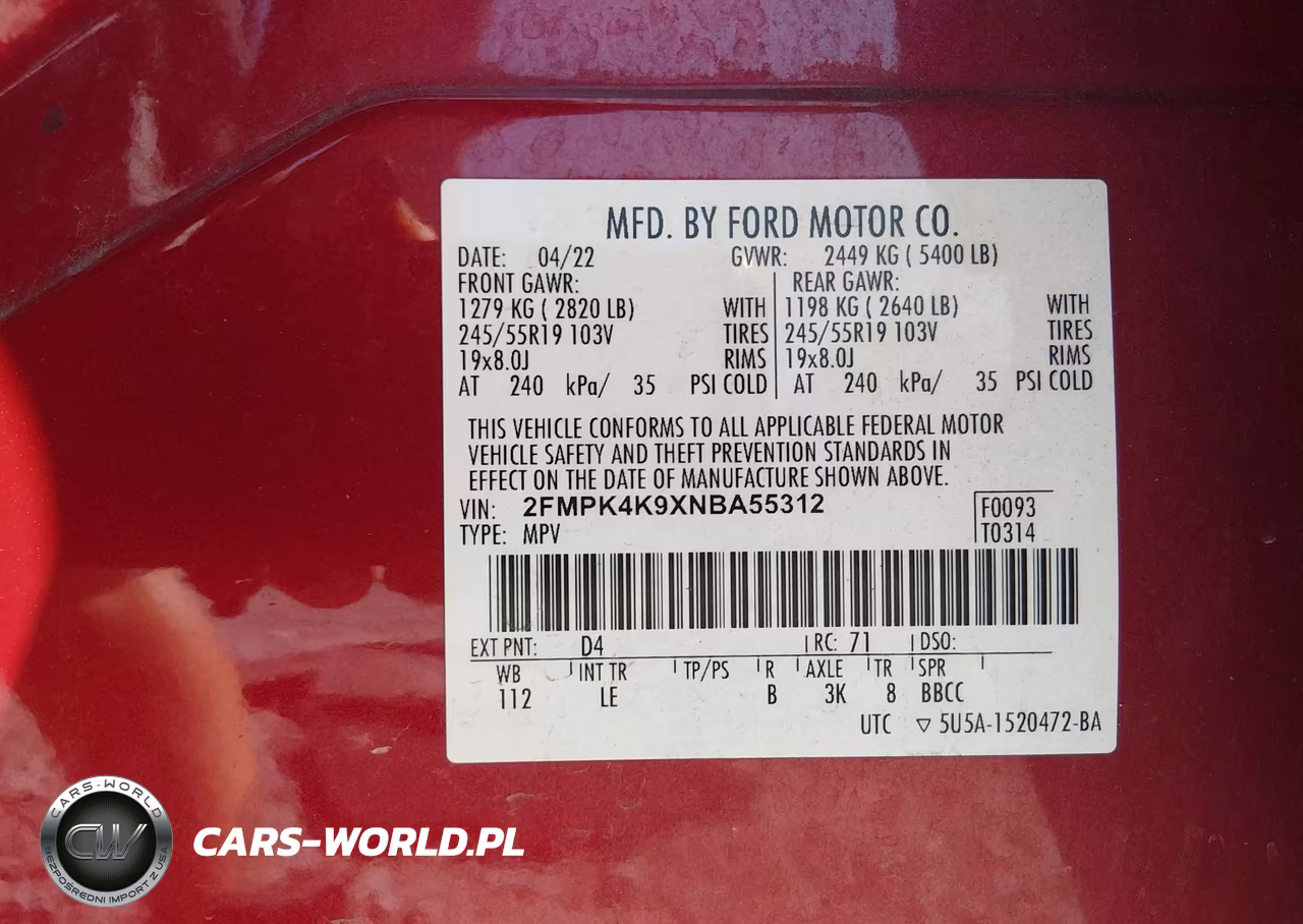 2022 Ford Edge Titanium VIN:2FMPK4K9XNBA55312 - 9