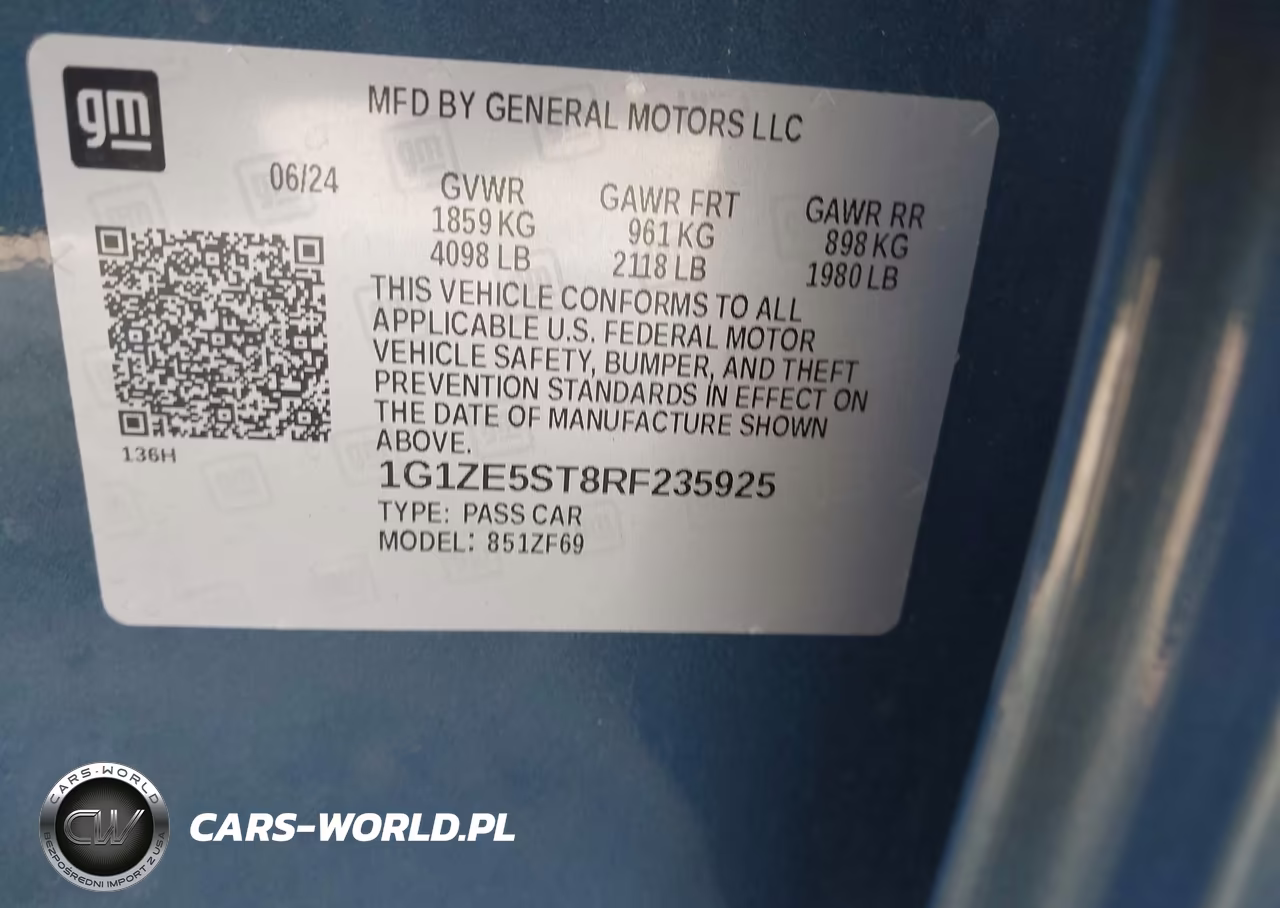 2024 Chevrolet Malibu Fwd 2Lt VIN:1G1ZE5ST8RF235925 - 9