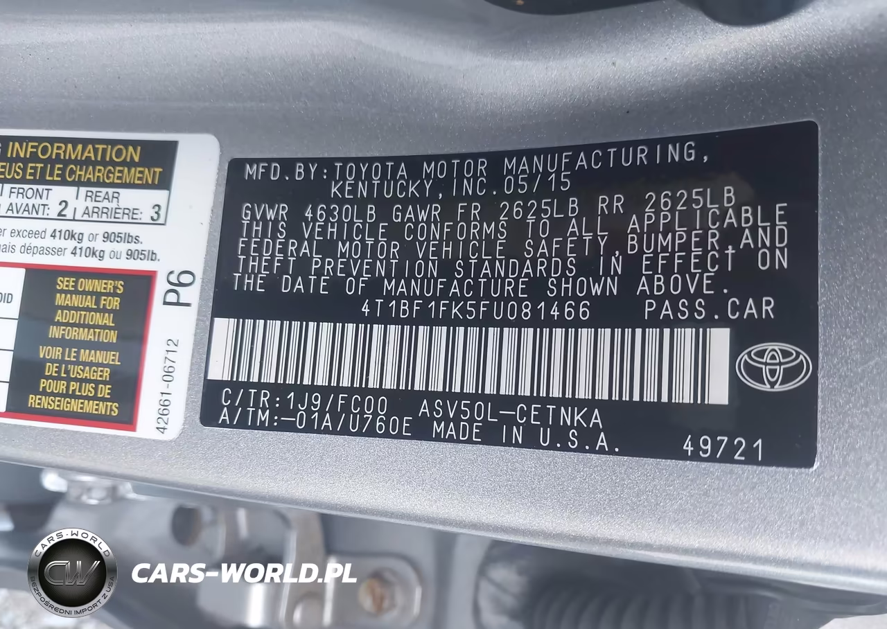 2015 Toyota Camry Le VIN:4T1BF1FK5FU081466 - 9