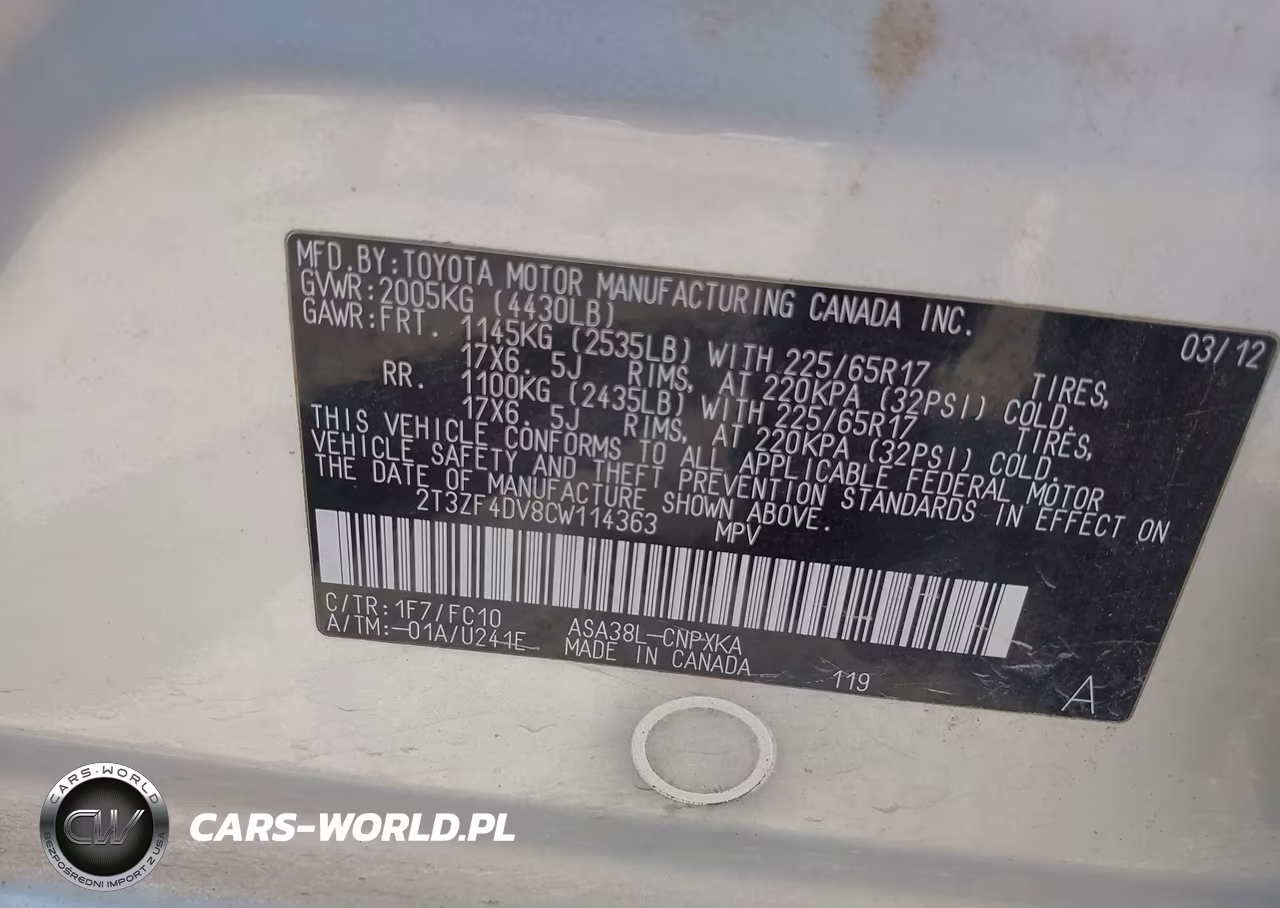 2012 Toyota Rav4 VIN:2T3ZF4DV8CW114363 - 9
