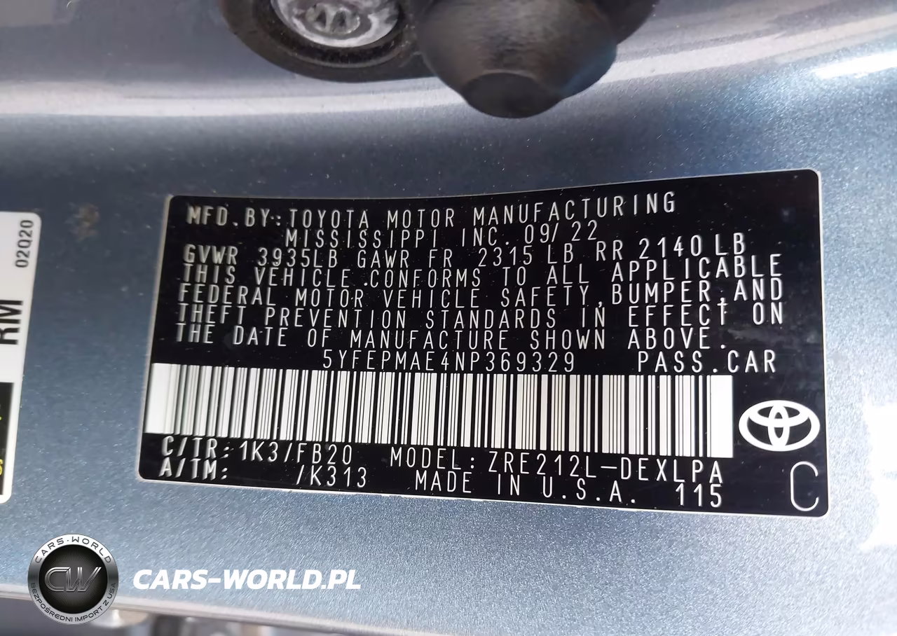 2022 Toyota Corolla Le VIN:5YFEPMAE4NP369329 - 9