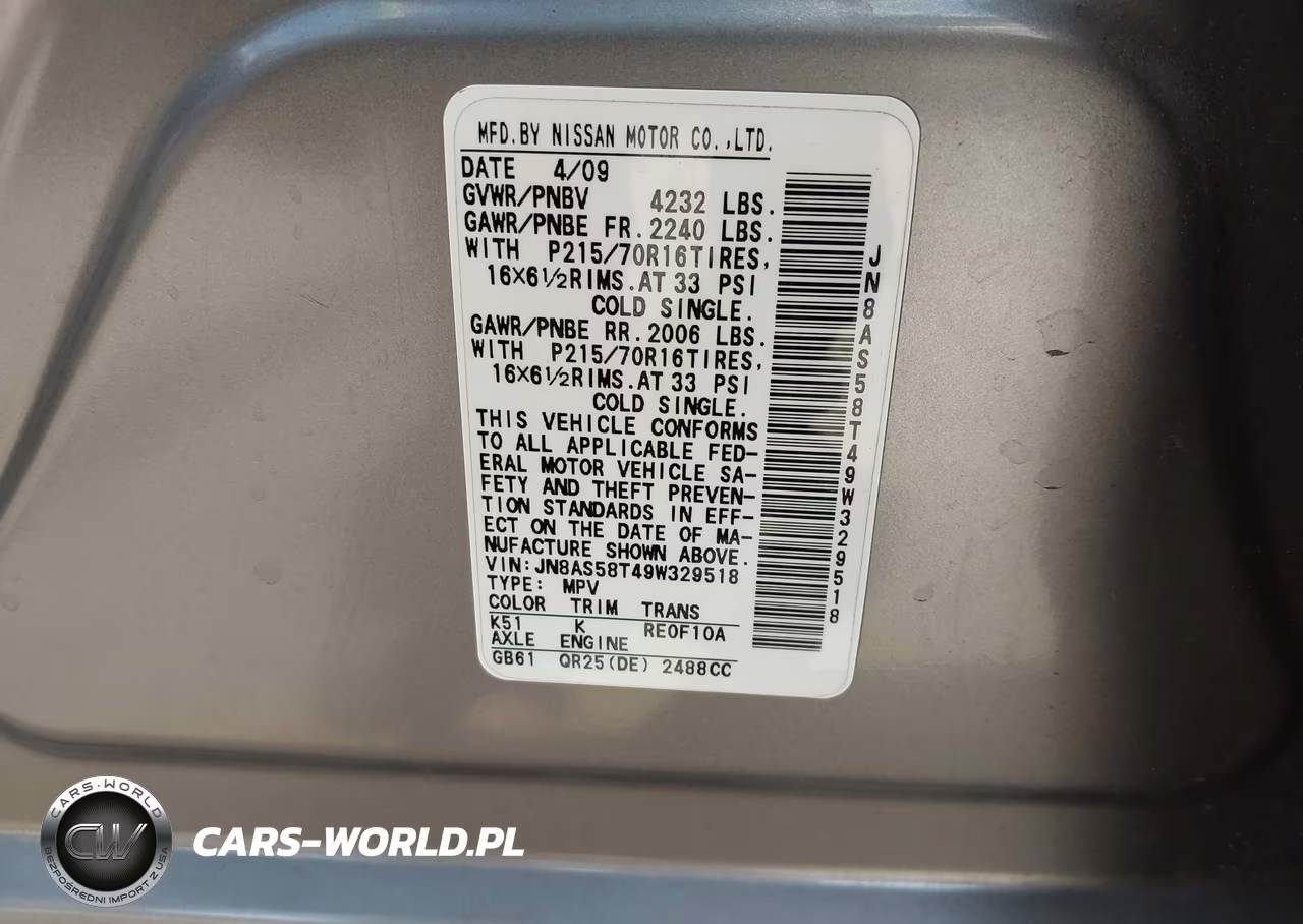 2009 Nissan Rogue S VIN:JN8AS58T49W329518 - 9
