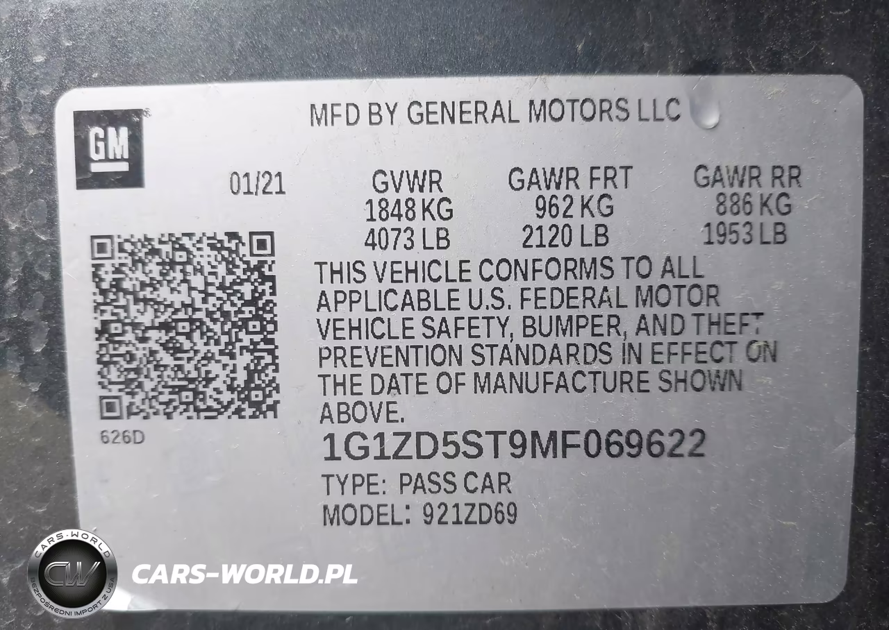 2021 Chevrolet Malibu Fwd Lt VIN:1G1ZD5ST9MF069622 - 9