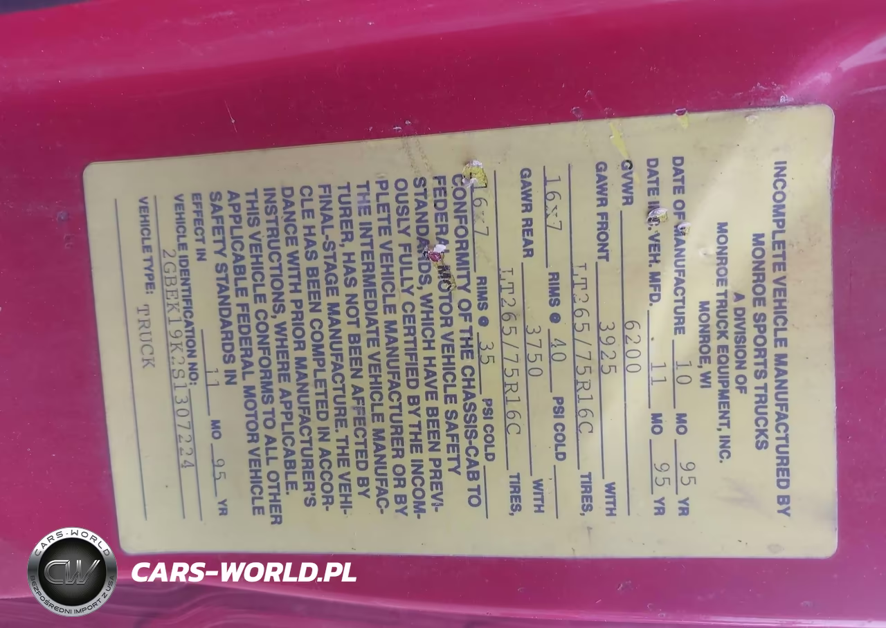 1995 Chevrolet Gmt-400 K1500 VIN:2GBEK19K2S1307224 - 9