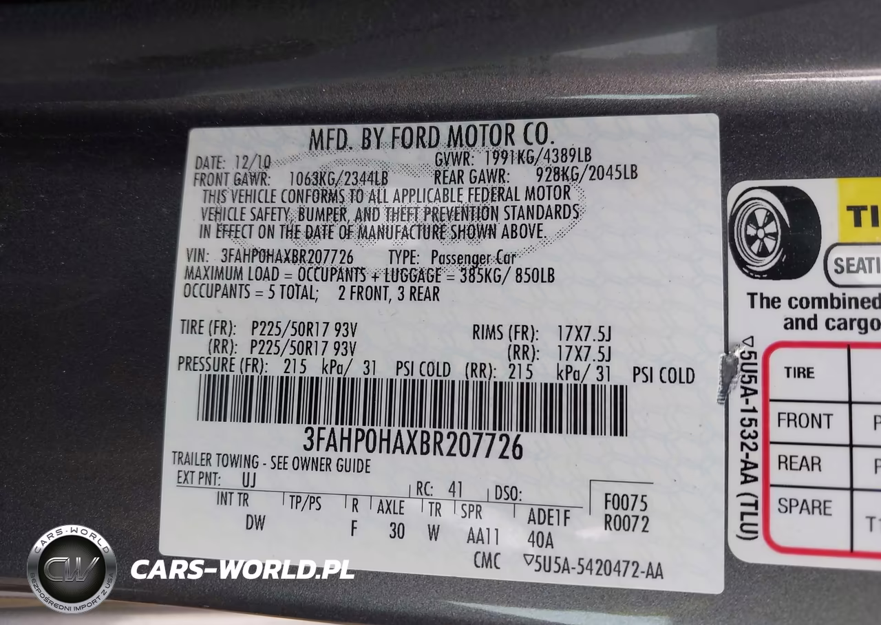 2011 Ford Fusion Se VIN:3FAHP0HAXBR207726 - 9