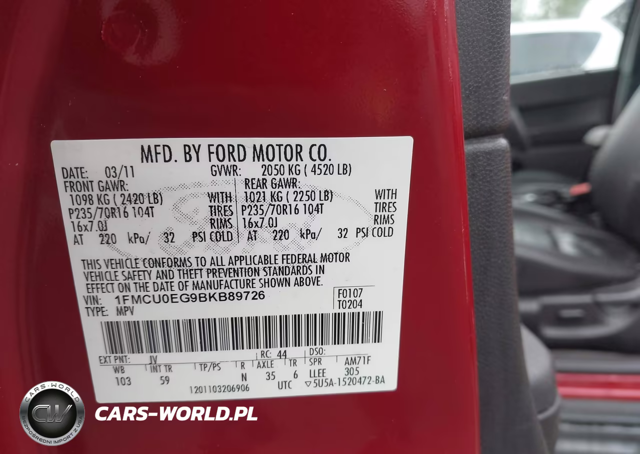 2011 Ford Escape Limited VIN:1FMCU0EG9BKB89726 - 9
