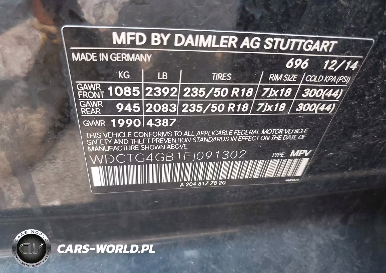 2015 Mercedes-Benz Gla 250 4Matic VIN:WDCTG4GB1FJ091302 - 9