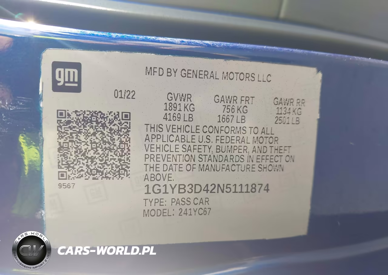 2022 Chevrolet Corvette Stingray Rwd 2Lt VIN:1G1YB3D42N5111874 - 9
