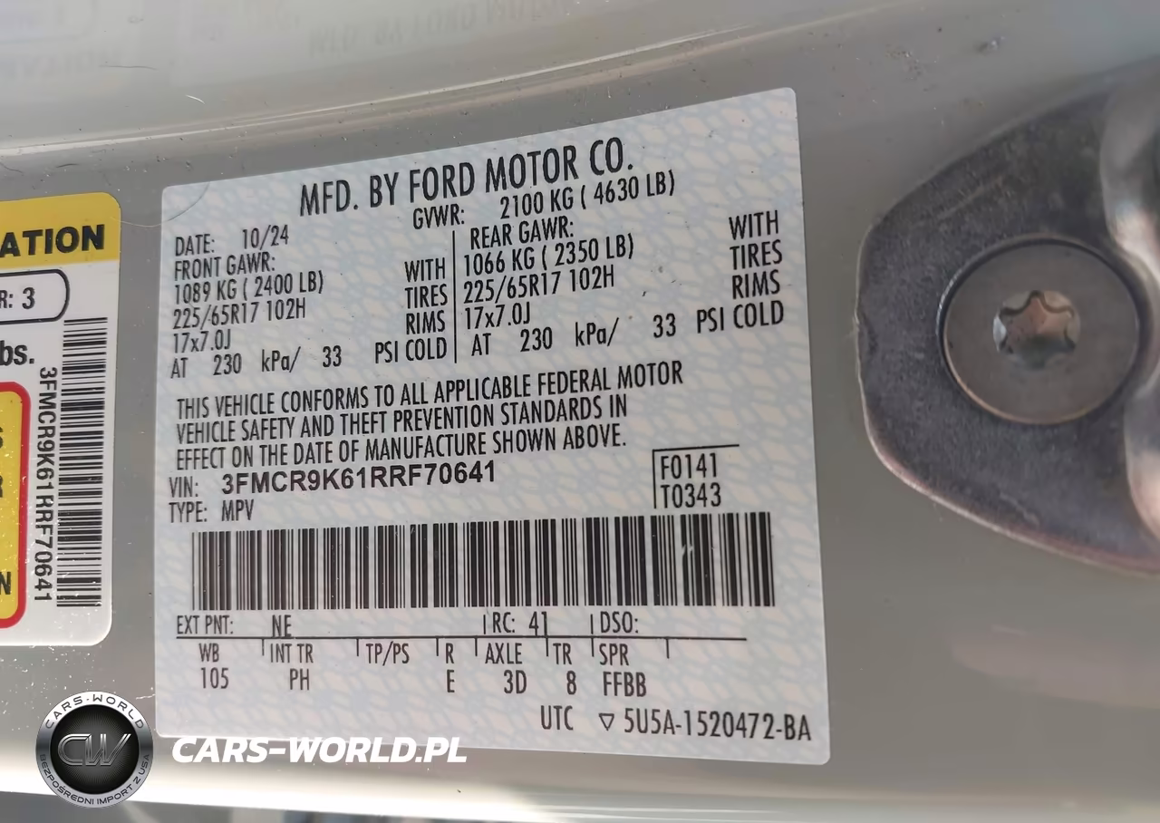 2024 Ford Bronco Sport Free Wheeling VIN:3FMCR9K61RRF70641 - 9