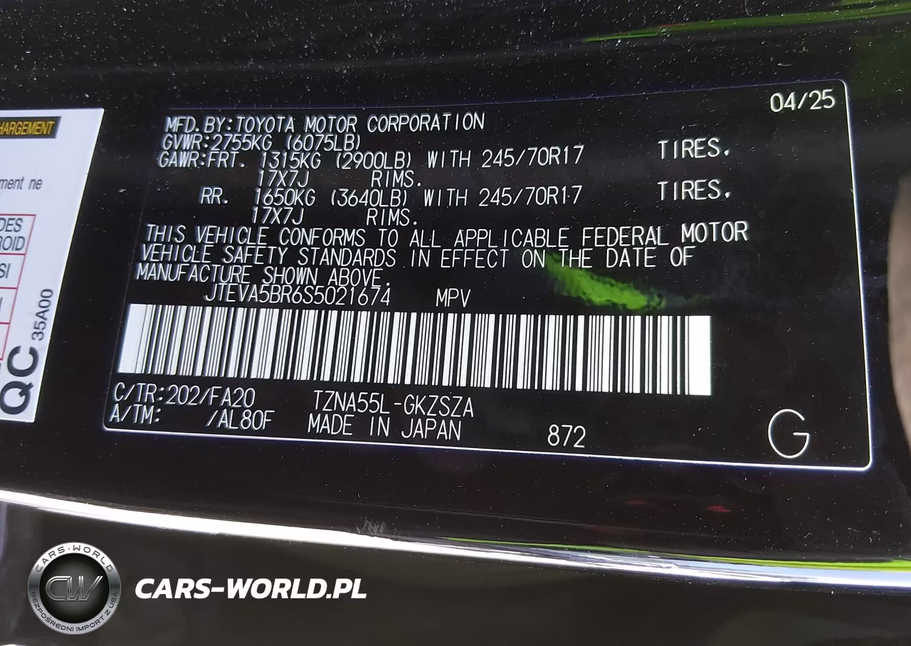 2025 Toyota 4Runner Sr5 VIN:JTEVA5BR6S5021674 - 9