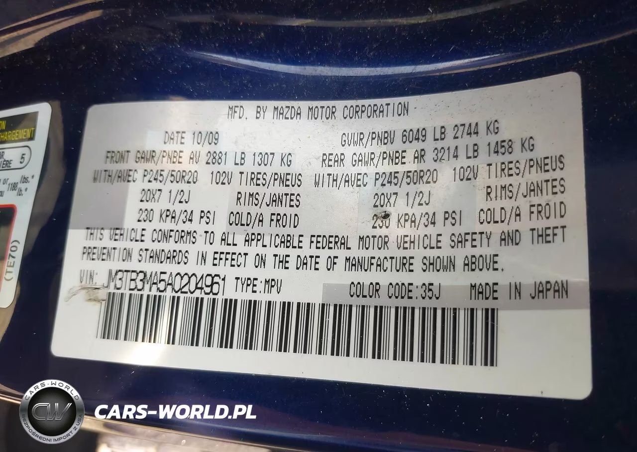 2010 Mazda Cx-9 Grand Touring VIN:JM3TB3MA5A0204961 - 9