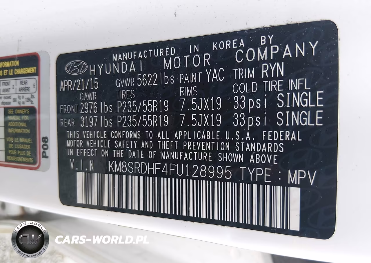 2015 Hyundai Santa Fe Gls VIN:KM8SRDHF4FU128995 - 9