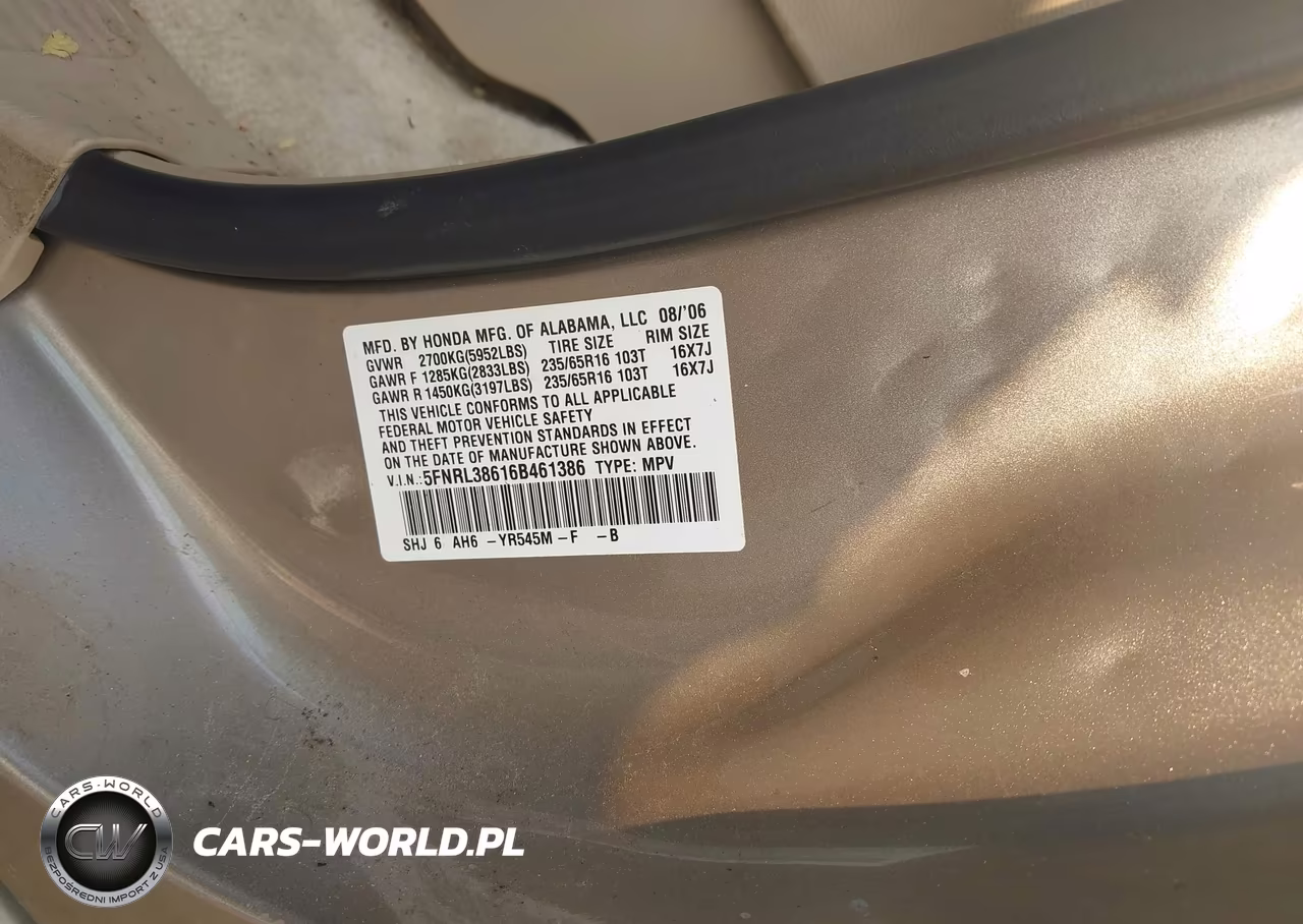 2006 Honda Odyssey Ex-L VIN:5FNRL38616B461386 - 9