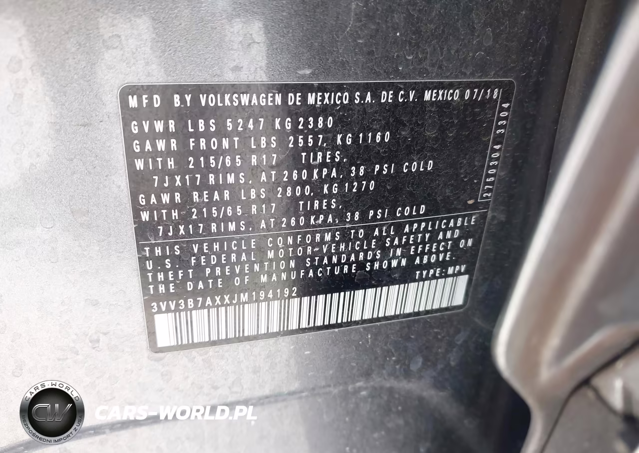 2018 Volkswagen Tiguan 2.0T Se-2.0T Sel VIN:3VV3B7AXXJM194192 - 9