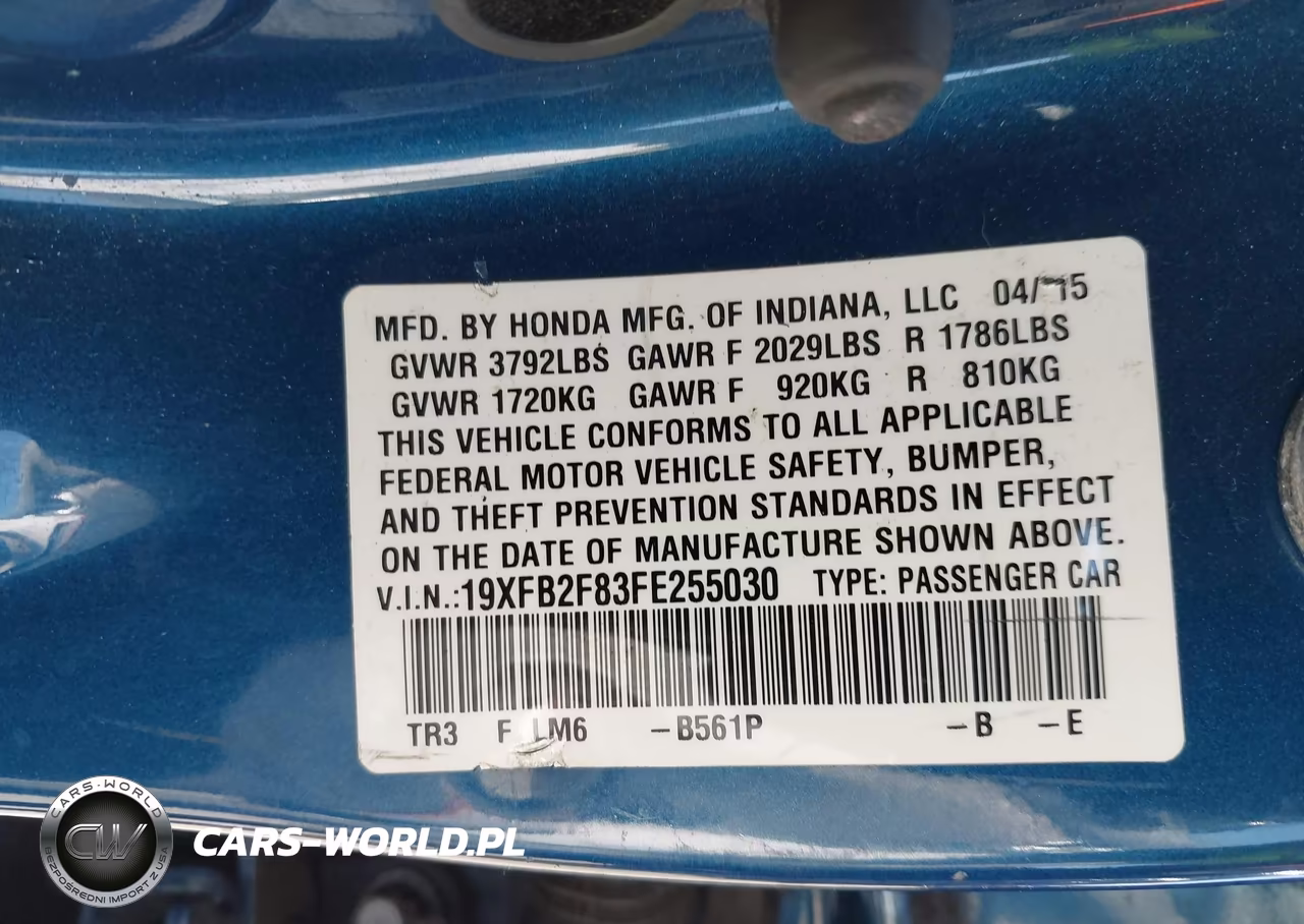 2015 Honda Civic Ex VIN:19XFB2F83FE255030 - 9