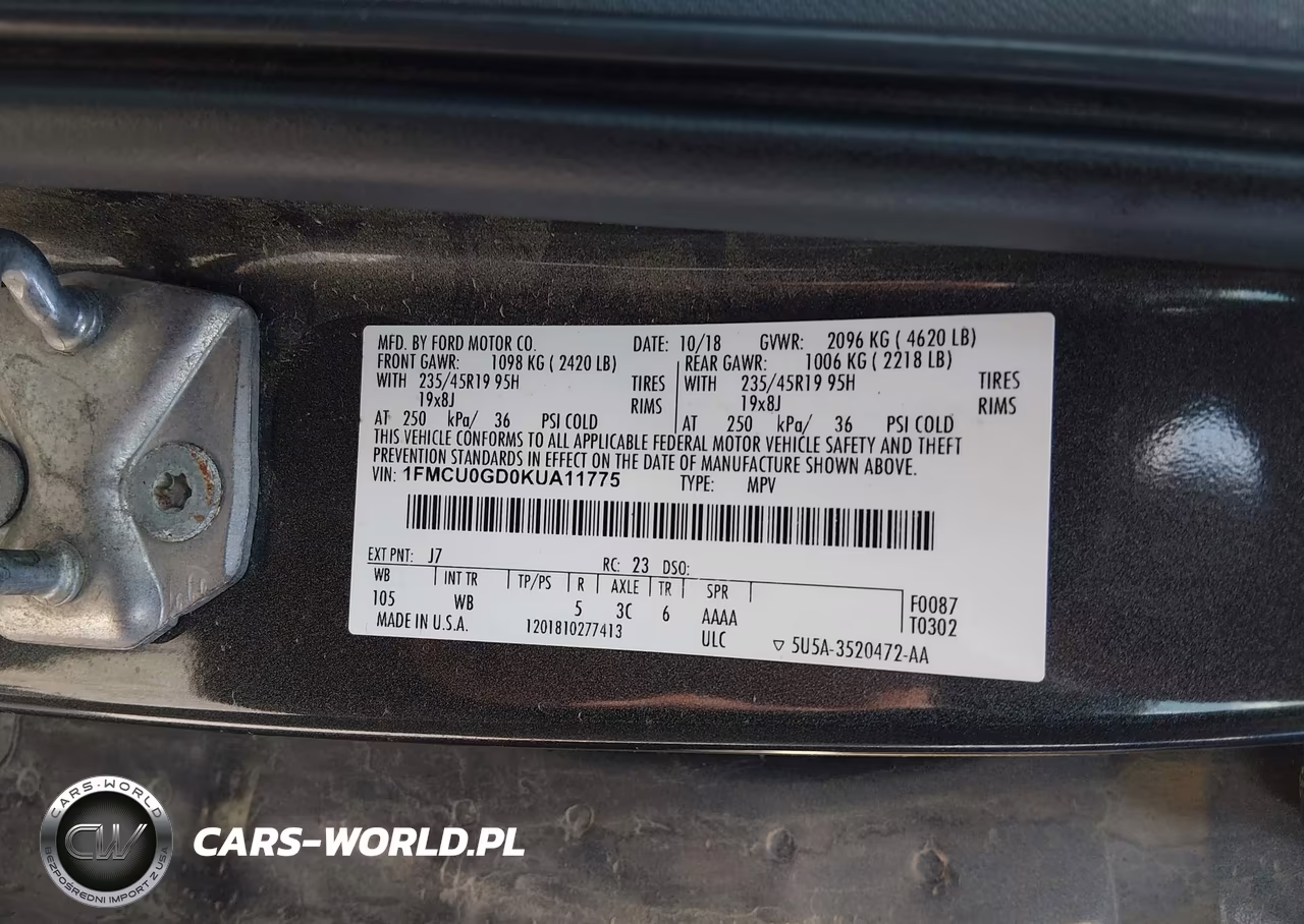2019 Ford Escape Se VIN:1FMCU0GD0KUA11775 - 9