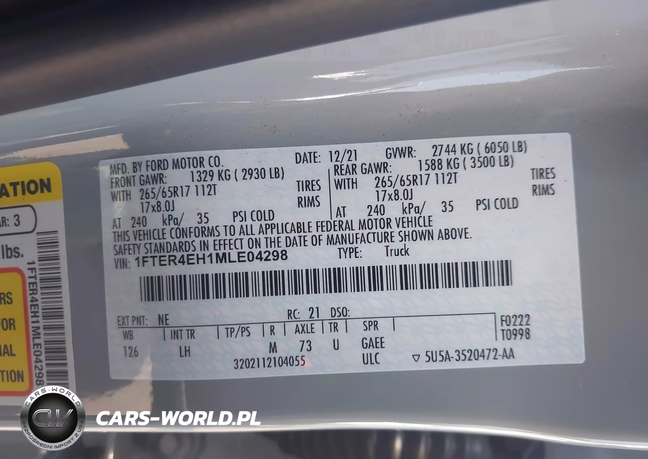 2021 Ford Ranger Xlt VIN:1FTER4EH1MLE04298 - 9