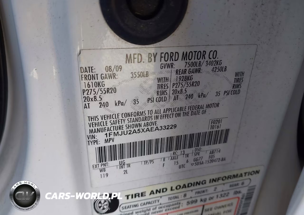 2010 Ford Expedition Limited VIN:1FMJU2A5XAEA33229 - 9