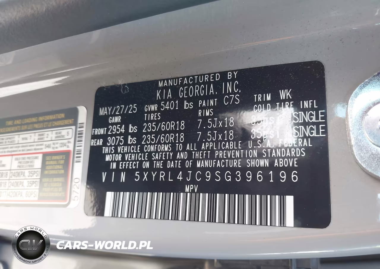 2025 Kia Sorento S VIN:5XYRL4JC9SG396196 - 9