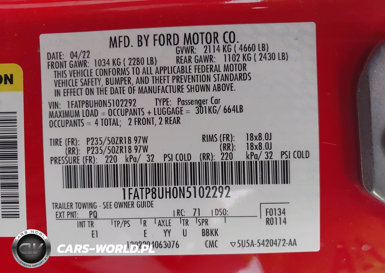 2022 Ford Mustang Ecoboost Premium VIN:1FATP8UH0N5102292 - 9