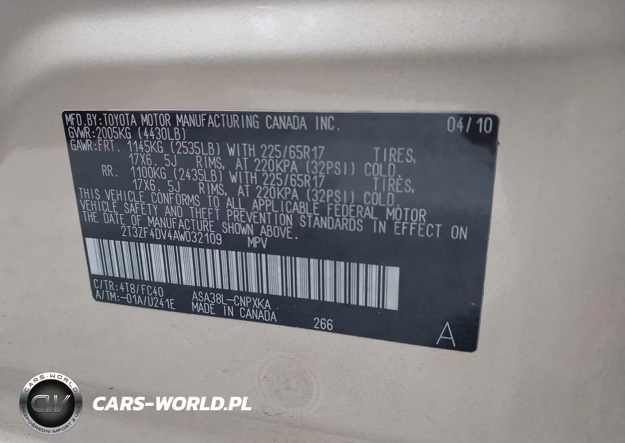 2010 Toyota Rav4 VIN:2T3ZF4DV4AW032109 - 9