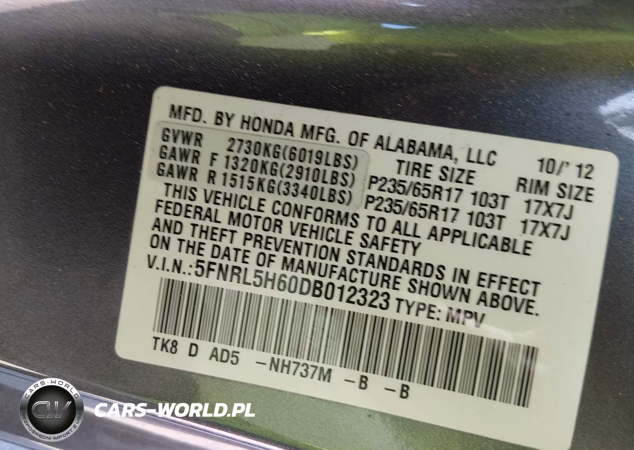 2013 Honda Odyssey Ex-L VIN:5FNRL5H60DB012323 - 9