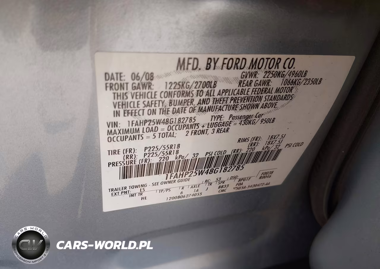 2008 Ford Taurus Limited VIN:1FAHP25W48G182785 - 9