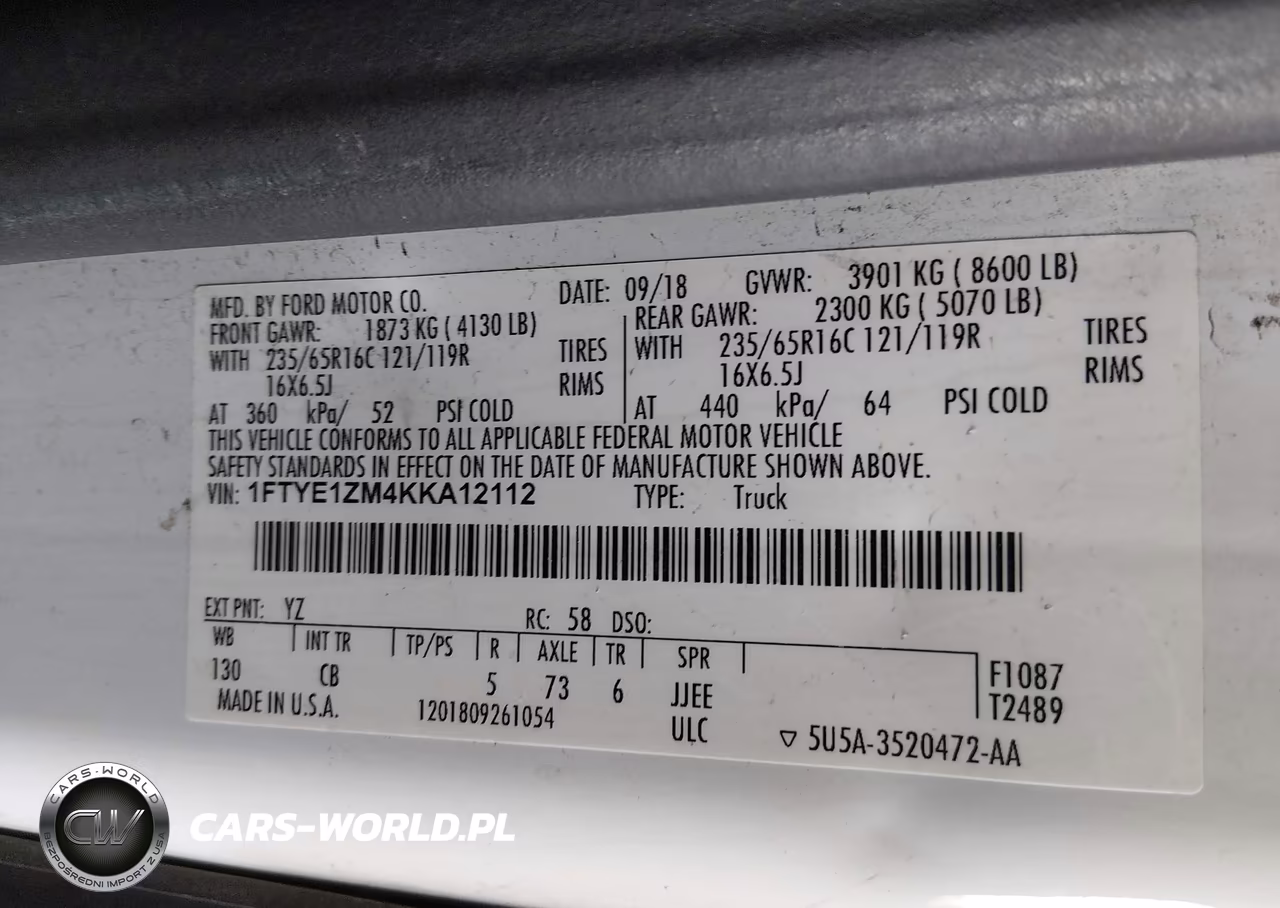 2019 Ford Transit-150 VIN:1FTYE1ZM4KKA12112 - 9