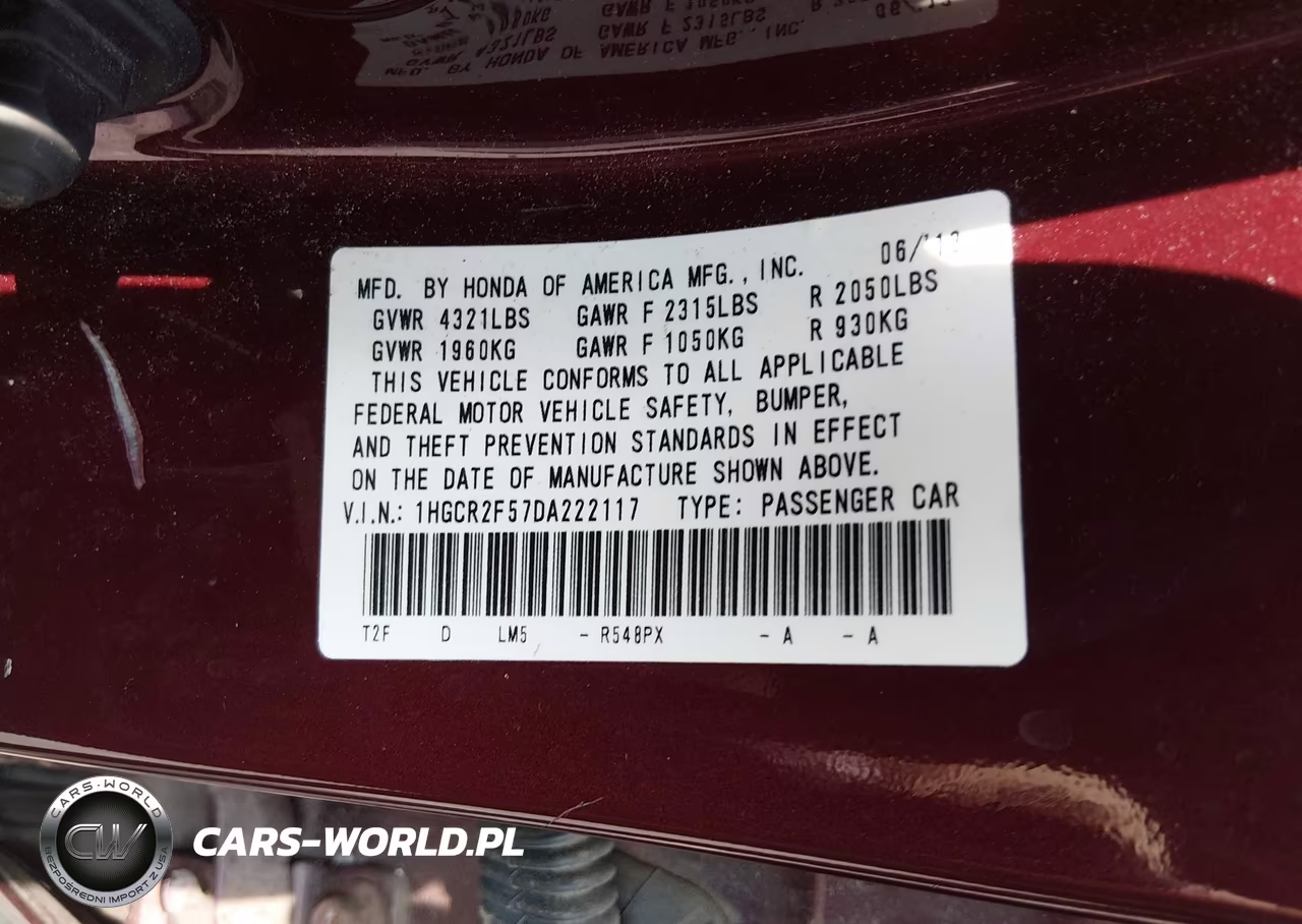 2013 Honda Accord Sport VIN:1HGCR2F57DA222117 - 9