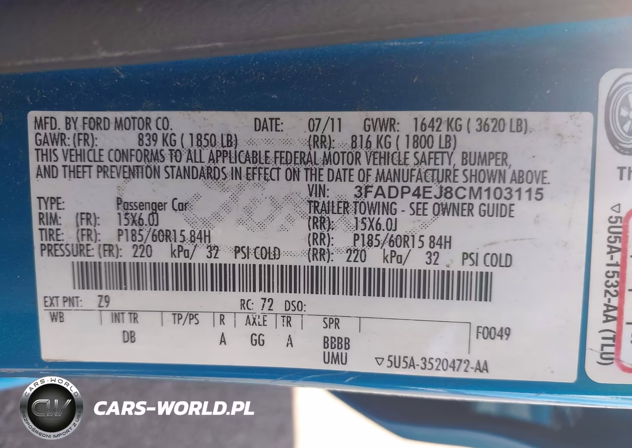 2012 Ford Fiesta Se VIN:3FADP4EJ8CM103115 - 9
