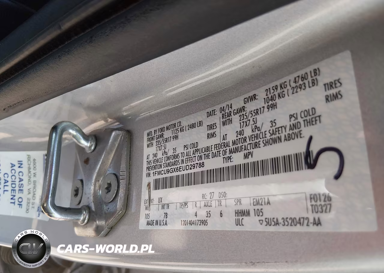 2014 Ford Escape Se VIN:1FMCU9GX6EUD29788 - 9