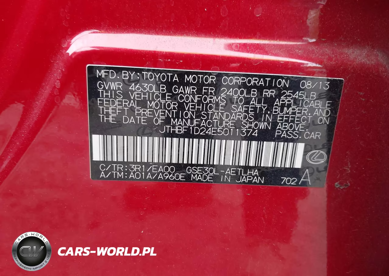 2014 Lexus Is 250 VIN:JTHBF1D24E5011374 - 9