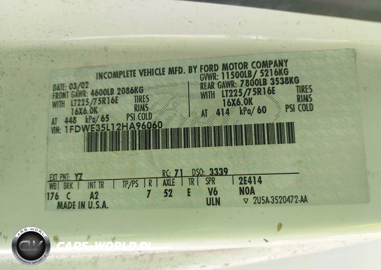 2002 Ford E-350 Cutaway Standard VIN:1FDWE35L12HA96060 - 8