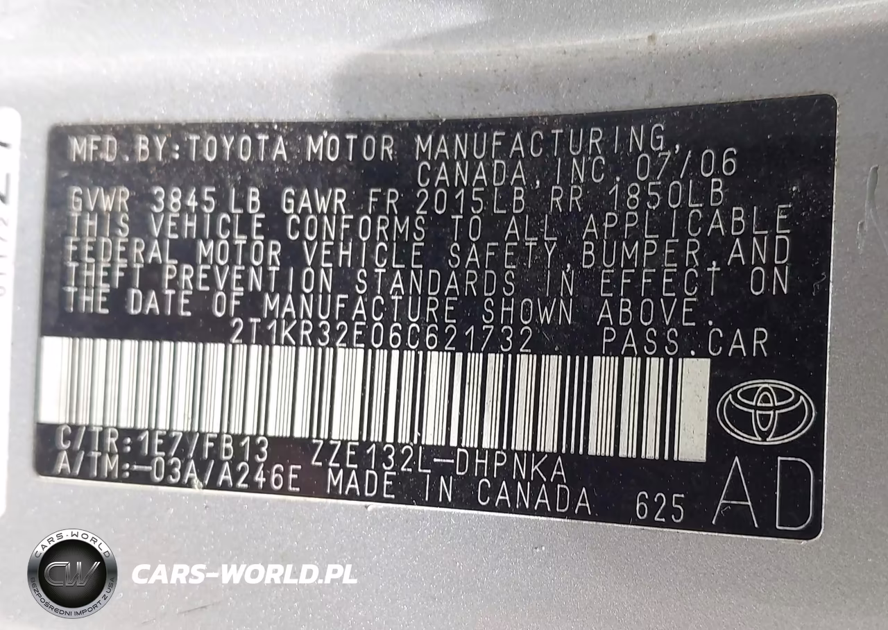 2006 Toyota Matrix Xr VIN:2T1KR32E06C621732 - 9