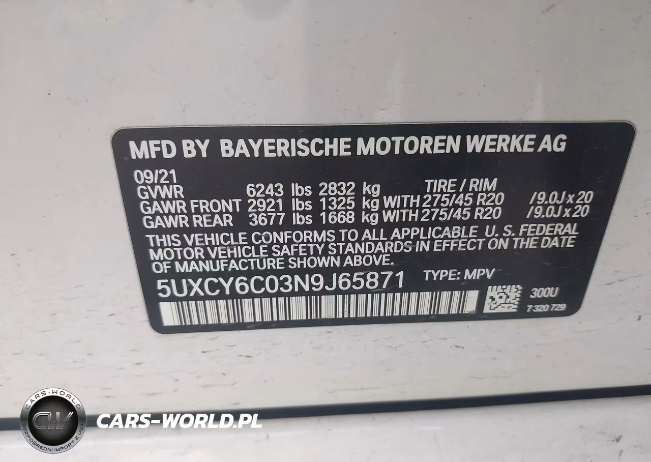 2022 BMW X6 xDrive40I VIN:5UXCY6C03N9J65871 - 9