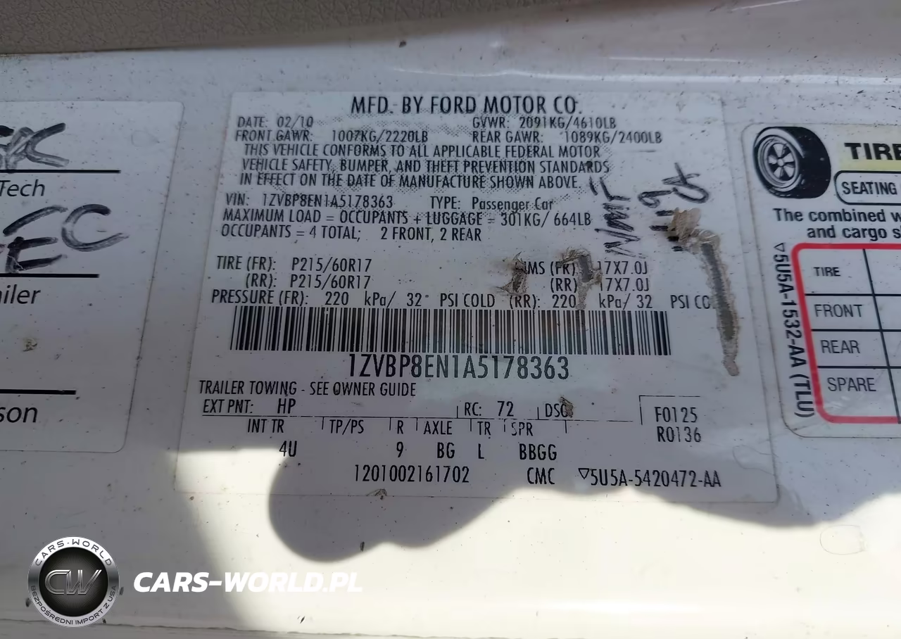 2010 Ford Mustang V6-V6 Premium VIN:1ZVBP8EN1A5178363 - 9