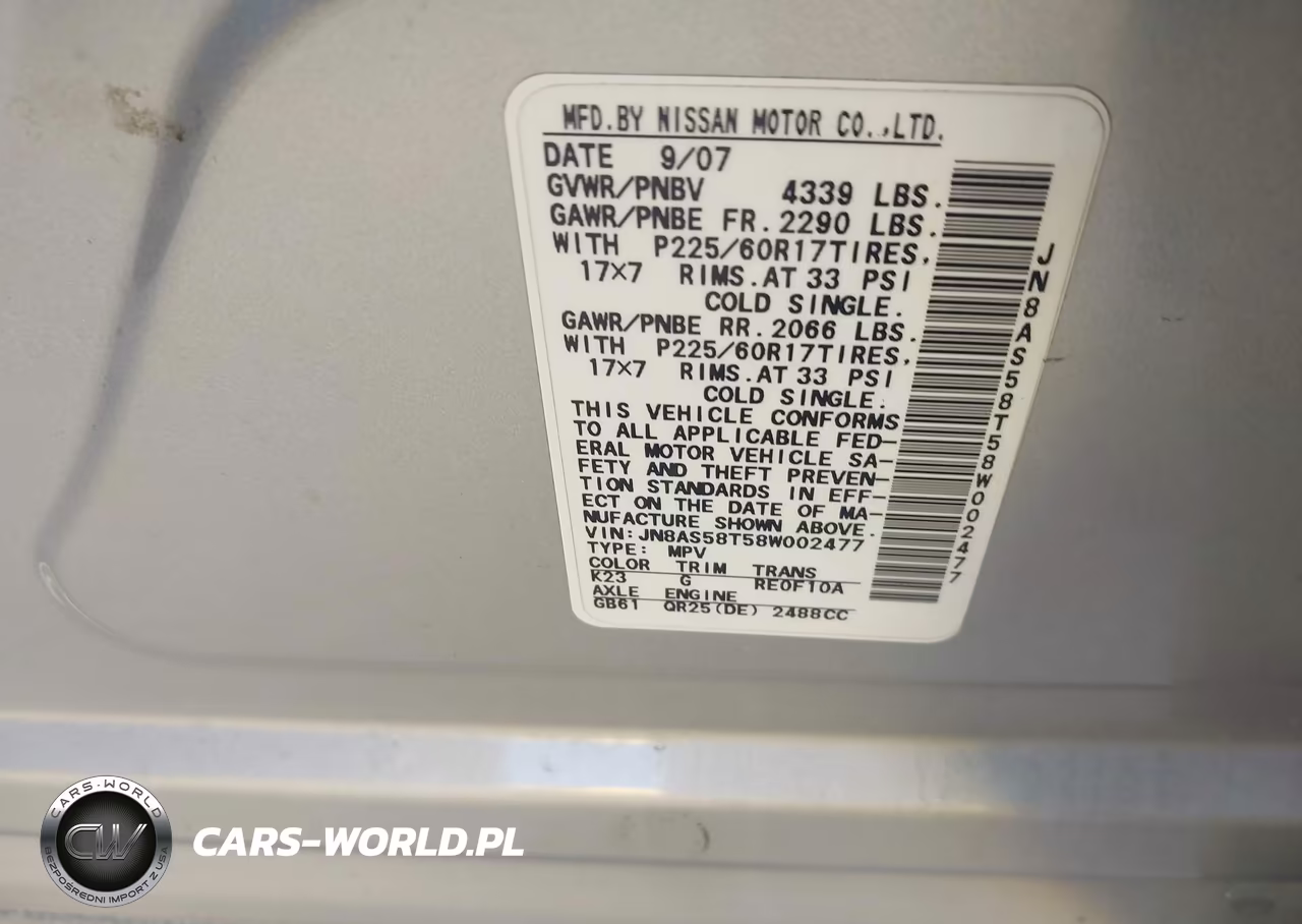 2008 Nissan Rogue Sl VIN:JN8AS58T58W002477 - 9