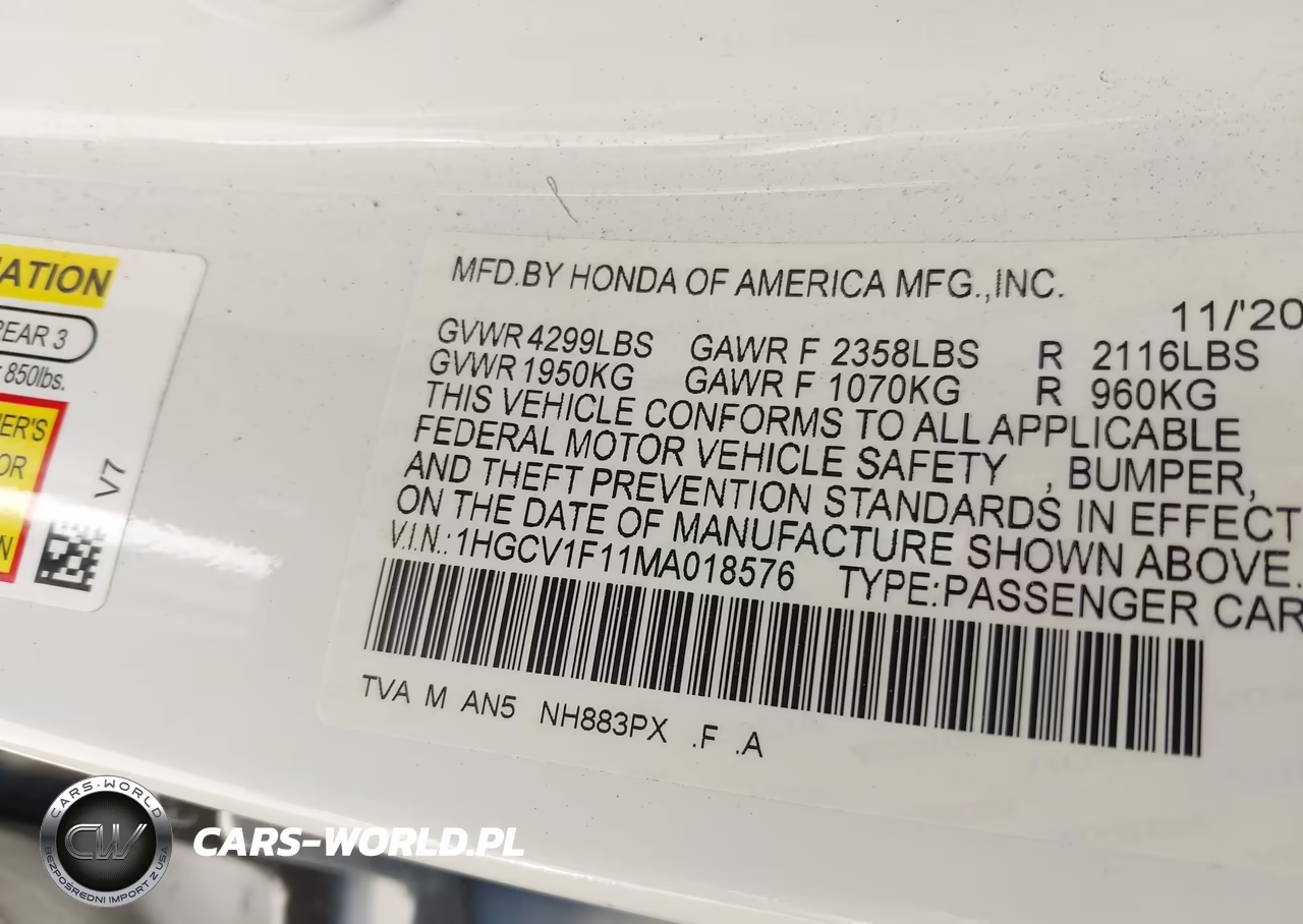 2021 Honda Accord Lx VIN:1HGCV1F11MA018576 - 9