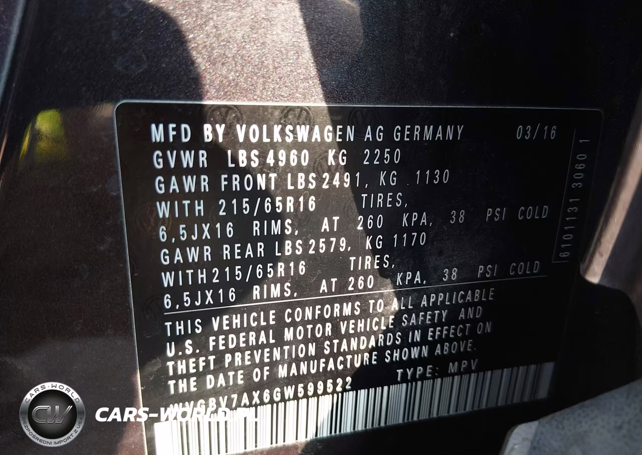 2016 Volkswagen Tiguan S VIN:WVGBV7AX6GW599522 - 9