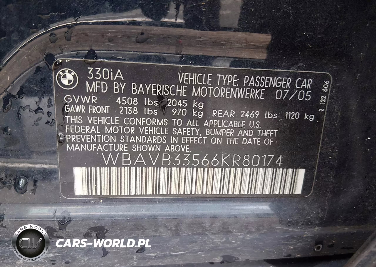 2006 BMW 330I VIN:WBAVB33566KR80174 - 9