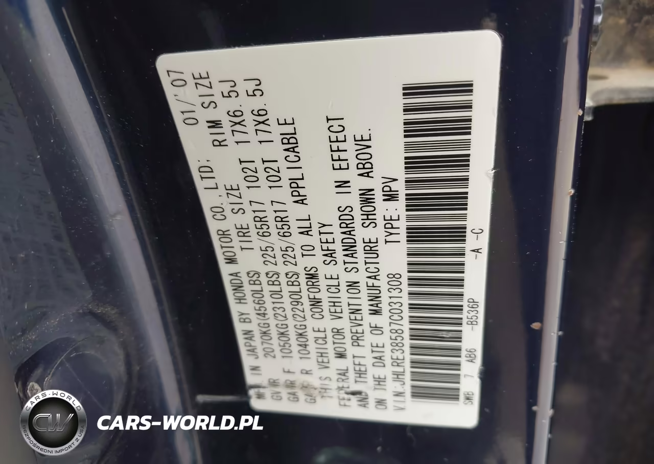 2007 Honda Cr-V Ex VIN:JHLRE38587C031308 - 9