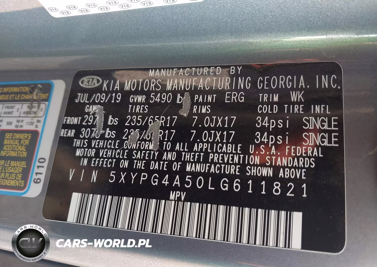 2020 Kia Sorento 3.3L Lx VIN:5XYPG4A50LG611821 - 9